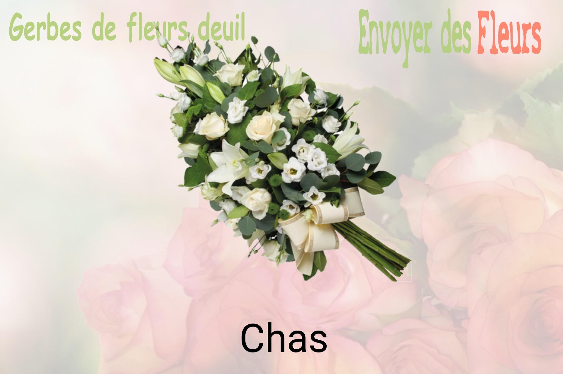 Gerbe de fleurs de deuil livrée à Chas